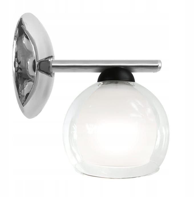 Wandlamp Chroom Wit Glas E27 60W