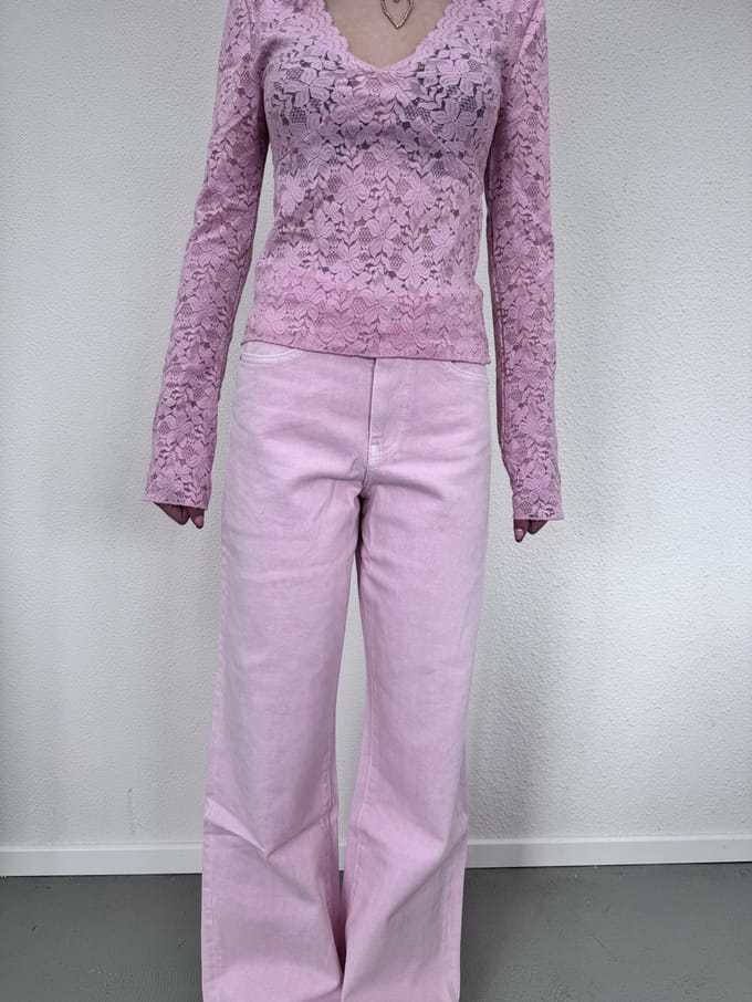 Gina Tricot perfect wide jeans roze