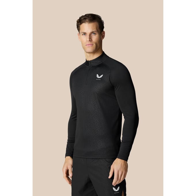 Castore Adapt 1/4 Zip Top Polyester Heren Zwarte Activewear T-Shirts