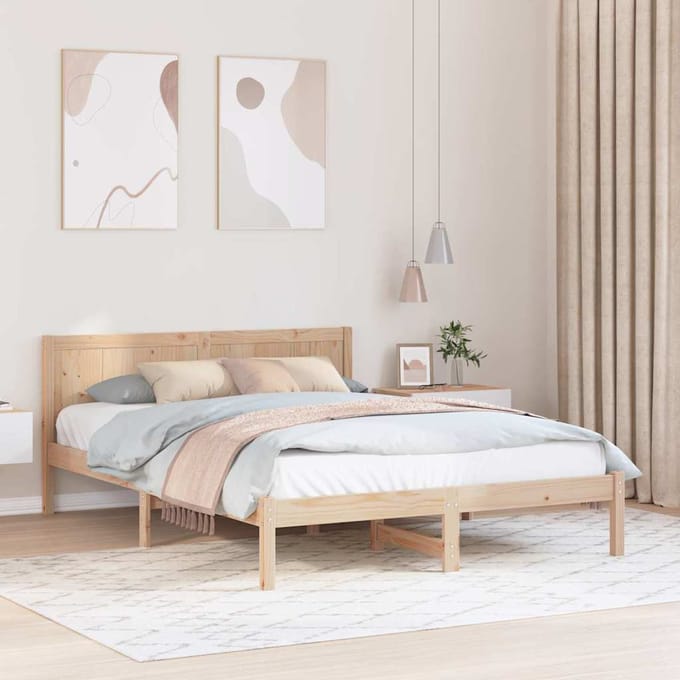 vidaXL - Bedframe - Bruin - 150 - x - 200 - cm - Massief - grenenhout