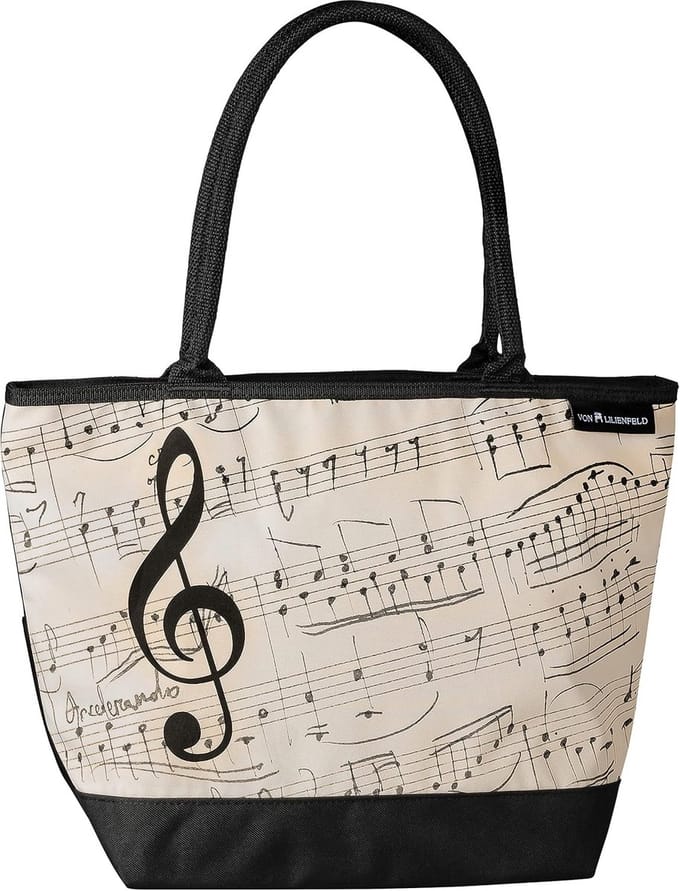Grote Dames Shopper Tas met Muziekblad Motief en Ritssluiting