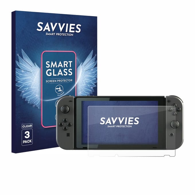 3 Stuks Savvies Screenprotector - geschikt voor Nintendo Switch - beschermfolie glas transparant