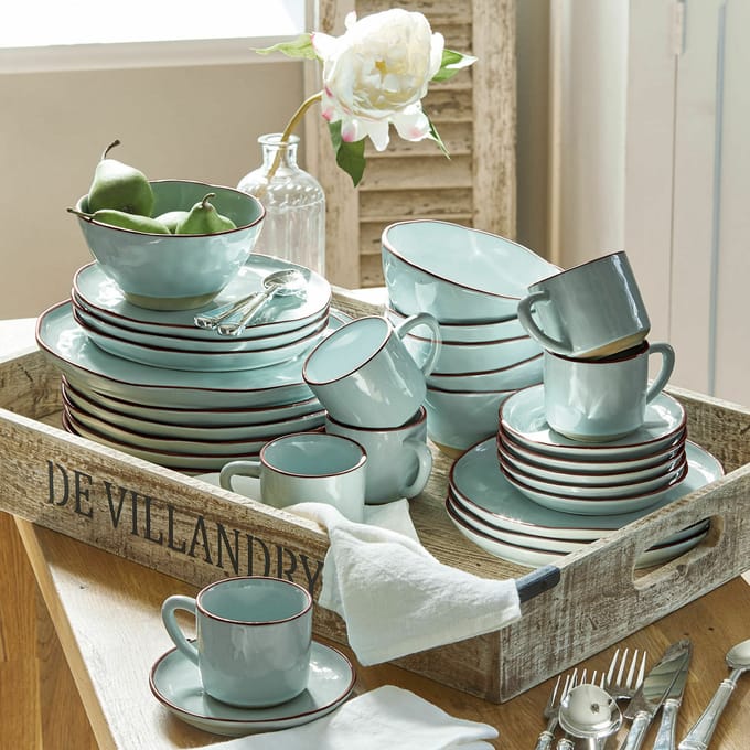 LOBERON Servies set van 30 Biarré turquoise