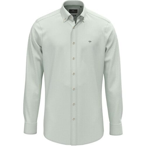 Fynch-Hatton Overhemd Washed Oxford Solid Color Kent Collar Fern / male