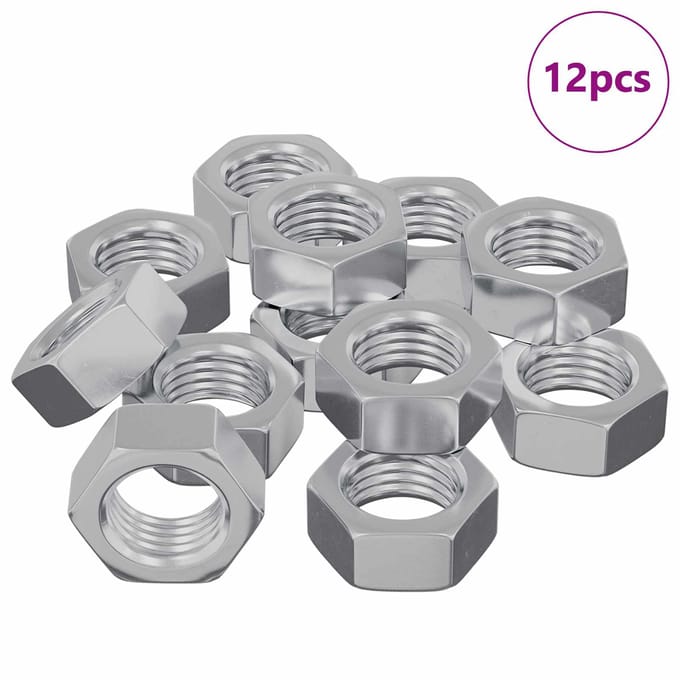 vidaXL - Hex - Moer - 12 - st - Zilver - M6 - Metaal