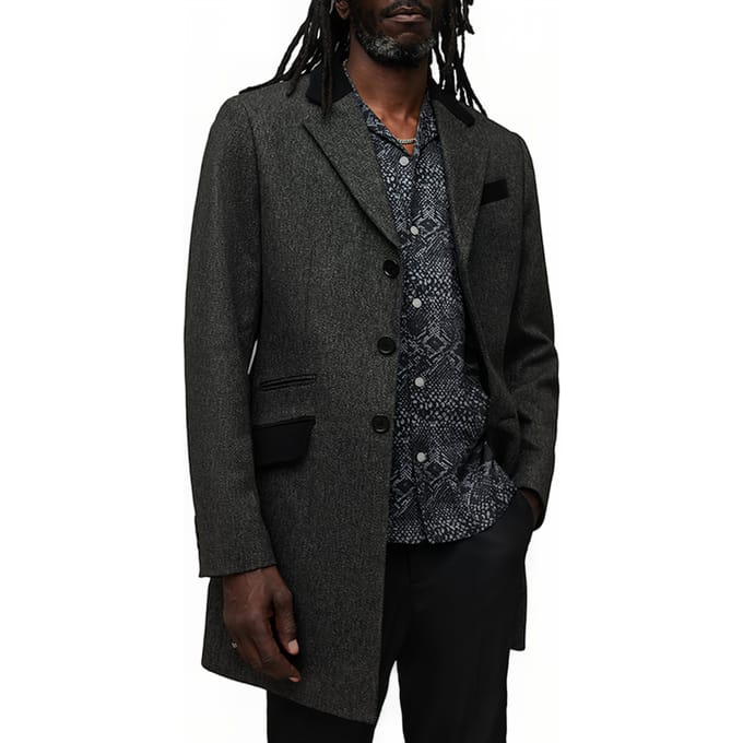 AllSaints Tommy Coat Charcoal Grey Taglia: S | Cappotti monopetto Outlet | Uomo | Nero