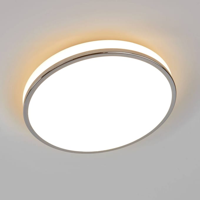 Lindby LED plafondlamp Lyss, Ø 34 cm, chroomkleurig, IP44