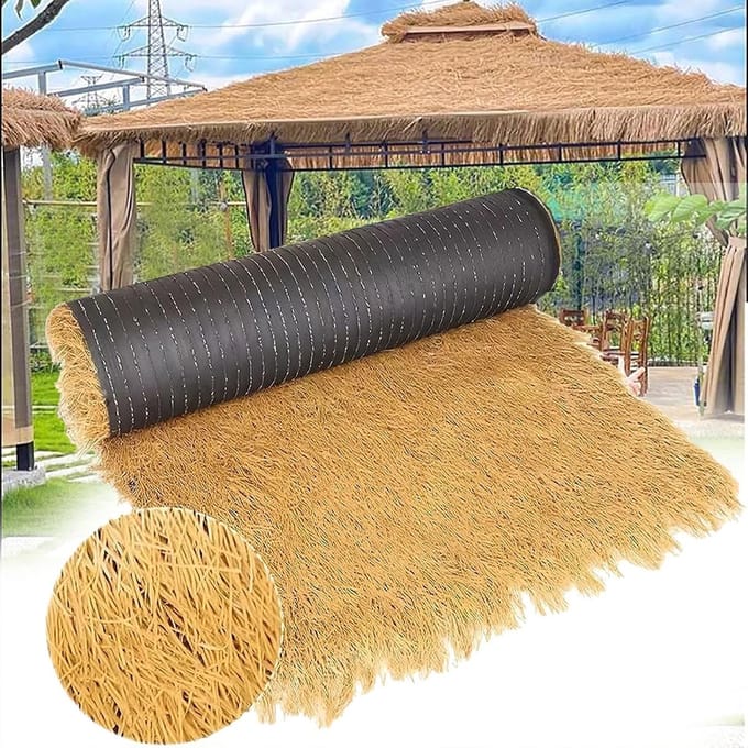 Kunststro Rol - Dakstro Synthetisch - Dak Decoratie - Weerbestendig UV-bestendig - 1 Meter Breed - Natuurlijk