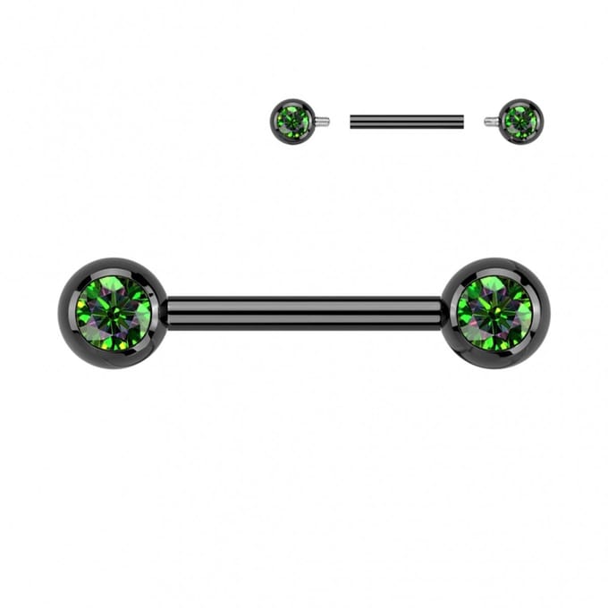 Piercing titanium steen rond intern schroefdraad 1.6x16 - zwart - LMPiercings