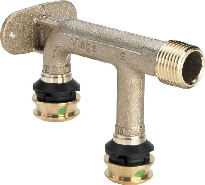 Viega Raxofix-dubbele wandplaat, d1 25, R 1/2, d2 25 siliciumbrons model 5325.6, 724436