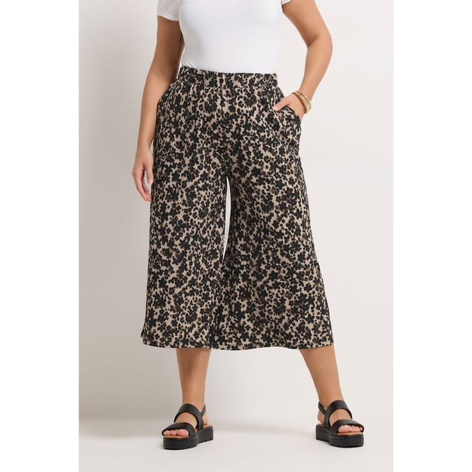 Yours Bruine Broekrok Met Luipaardprint Size 46
