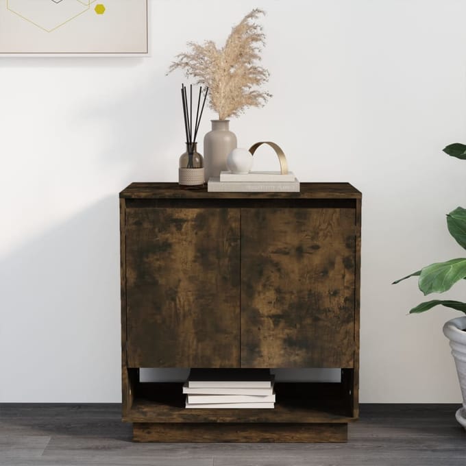 vidaXL - Dressoir - 70x41x75 - cm - bewerkt - hout - gerookt - eikenkleurig