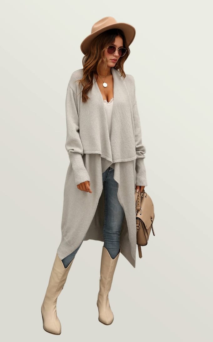Grijze dikke plooien oversized cardigan