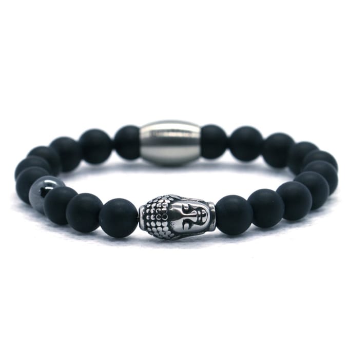 IbizaMen KIDS- jongens - armband - edelsteen - mat - onyx - 6mm - buddha RVS