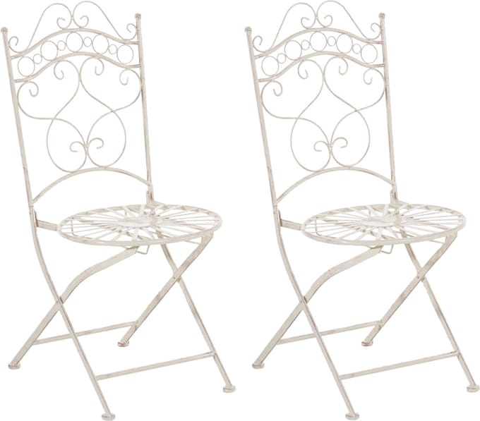 CLP Indra Set van 2 Klapstoelen - Vouwstoel - Buiten - antiek/creme