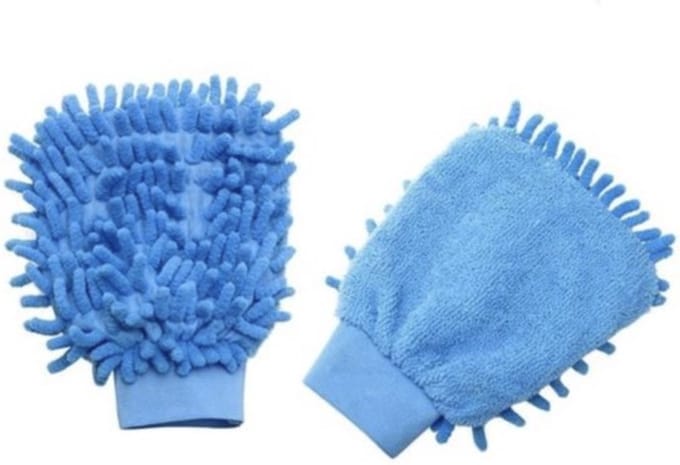 Knaak Microvezel Autowashandschoen - Set van 2 - Blauw - Auto Wassen & Drogen - Zachte Microfiber Washandschoen