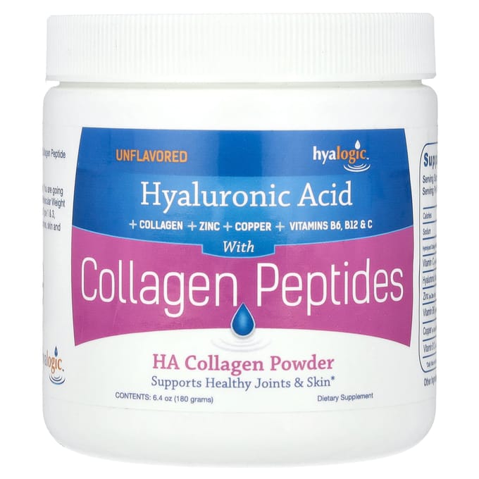Hyalogic, poudre de collagène HA, sans saveur, 6,4 oz (180g)