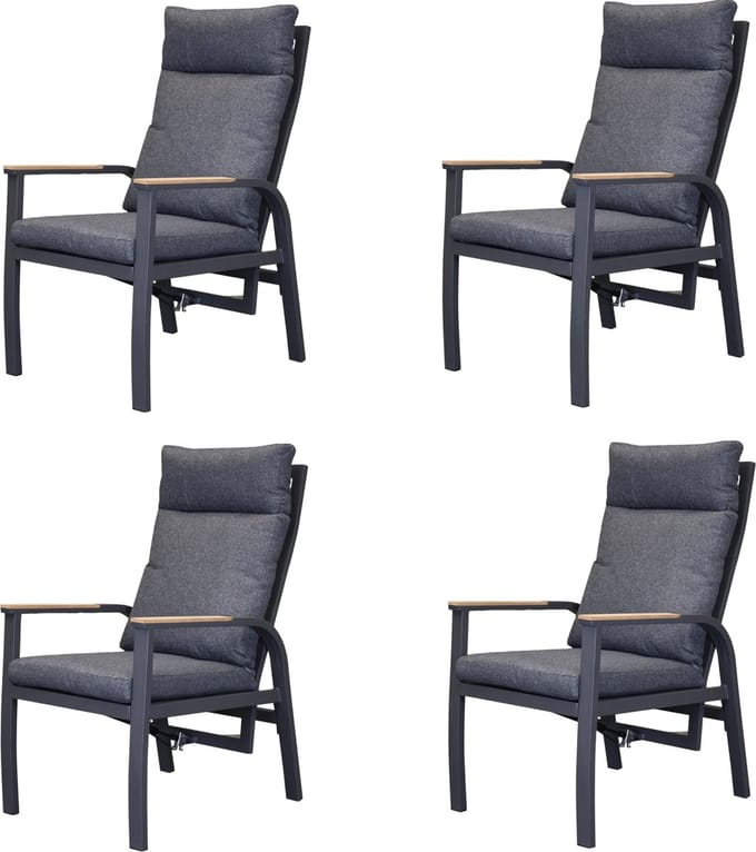 Kota dining tuinstoel verstelbaar antraciet aluminium set van 4