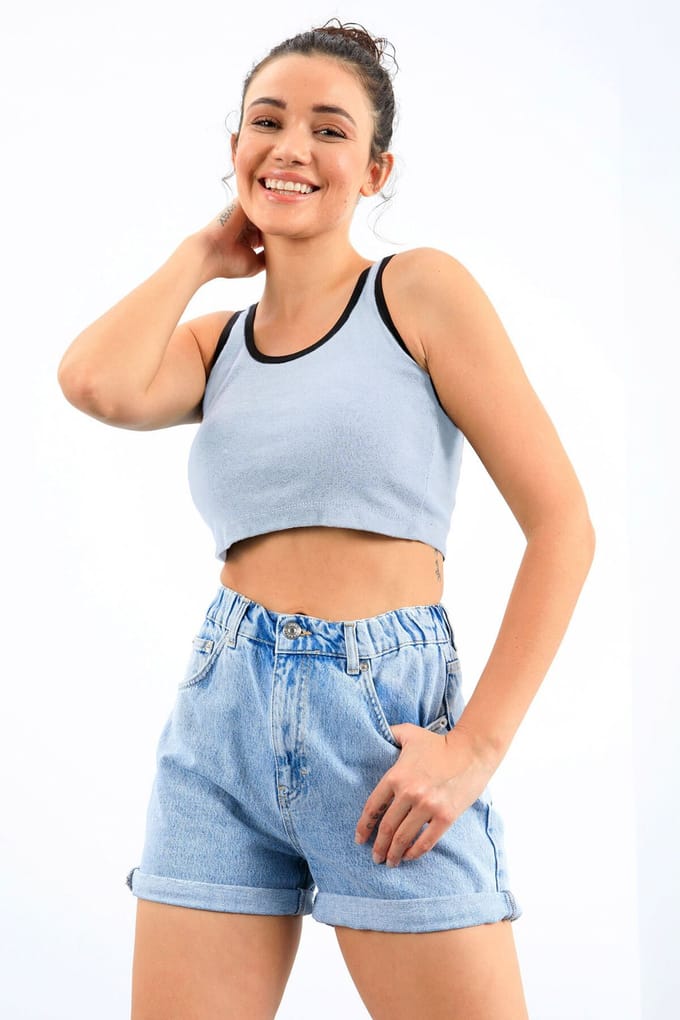 Geribbelde Mouwloze Crop Top