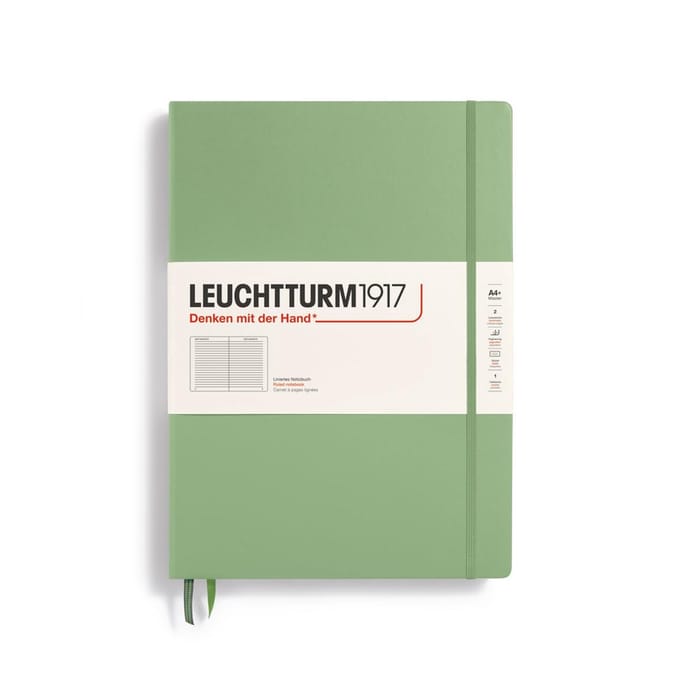 Notitieboek A4+ Hardcover met Genummerde Pagina's, Lijn, Saliegroen