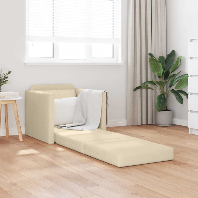 vidaXL - Slaapbank - Crème - 74 - x - 77 - x - 81 - cm - Stof
