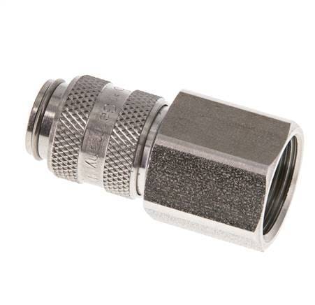 RVS DN 5 Luchtkoppeling Snelkoppeling G 3/8 inch Binnendraad Double Shut-Off - CLS5-F-S-SV-038