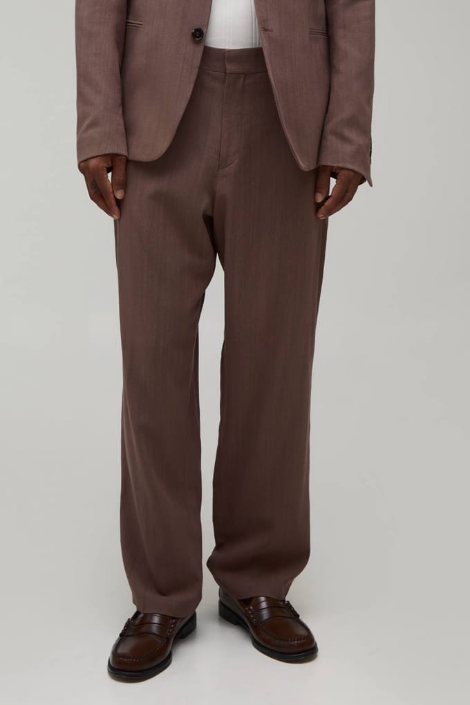 Linnen-look Pantalon Met Relaxed Fit En Getailleerde Snit | Chocolate | Size 32