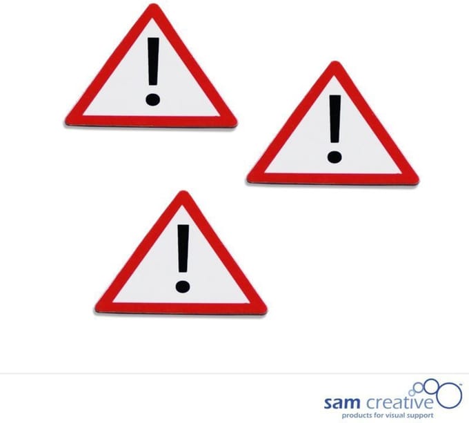Sam Creative Magnetisch Symbool Attentie 3,5x4 cm Rood - 10 stuks