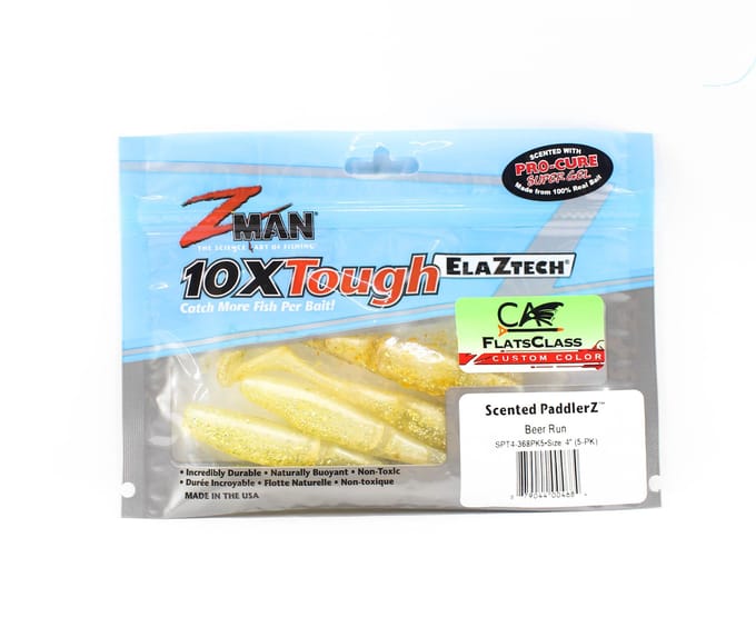 Zman Soft Lure Geurende PaddlerZ 4 Inch 5/Pack Beer Run (4684)
