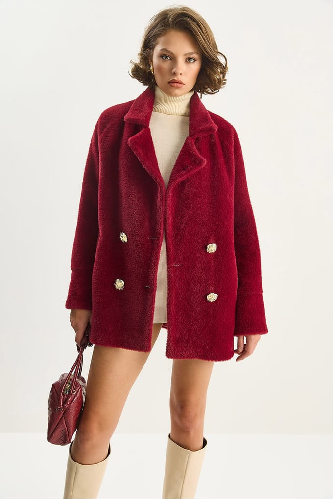 Oversized Gewatteerde Pluche Jas