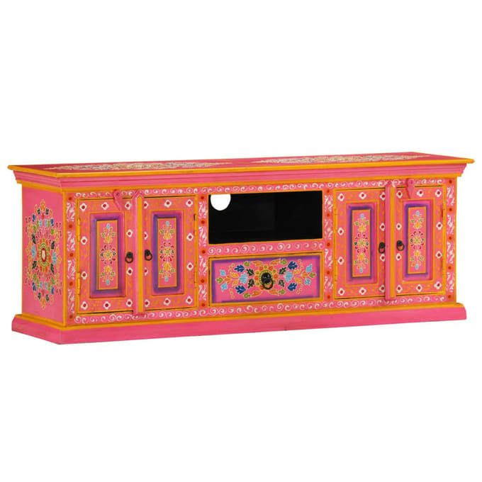 vidaXL - Tv-meubel - 110x30x40 - cm - massief - mangohout - roze