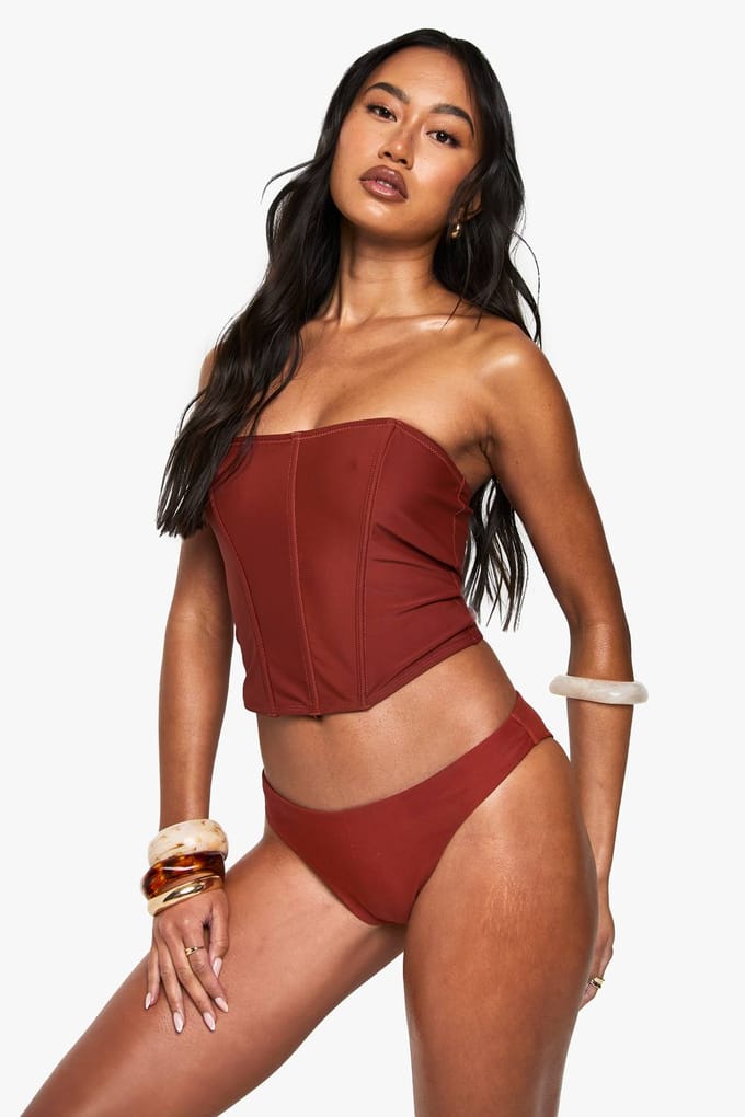 boohoo Dames Premium Hipster Bikini Slip | Rust | Maat: 16