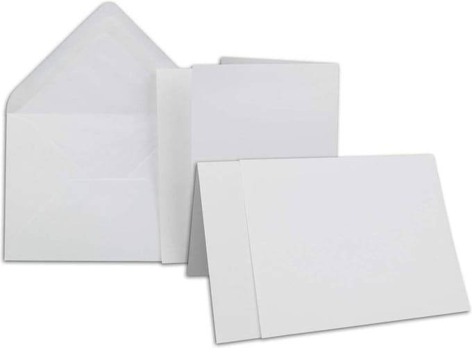 Kaartenpakket met gevoerde enveloppen - geribbeld - DIN A6/C6 wit - 105 x 148 cm - natte plakrand