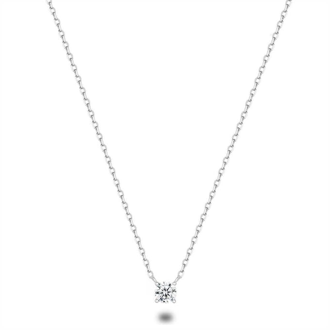 Twice As Nice Halsketting in zilver, witte zirkonia, 4 mm 35cm+5cm