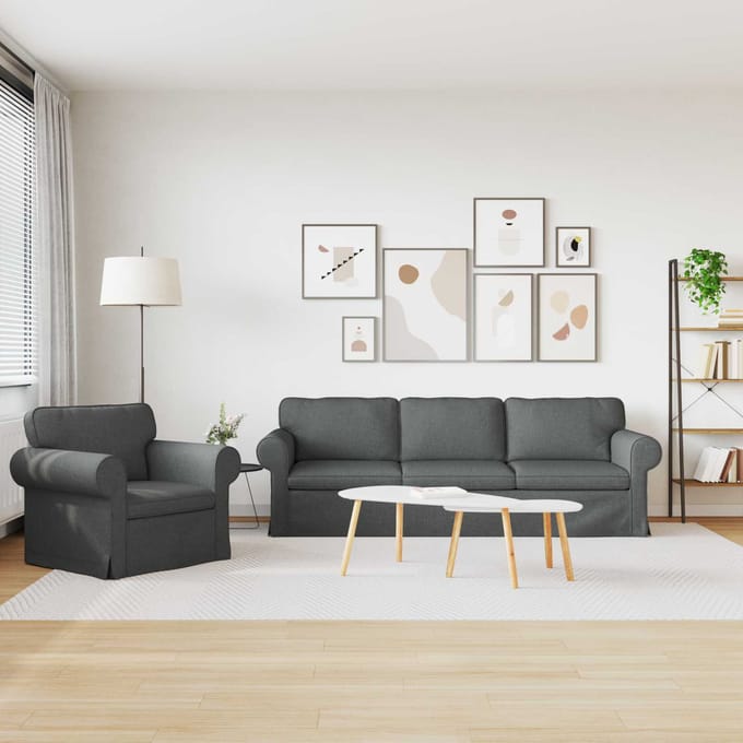vidaXL Bankstel 2 pcs Donkergrijs 245 x 82 x 80 cm Stof