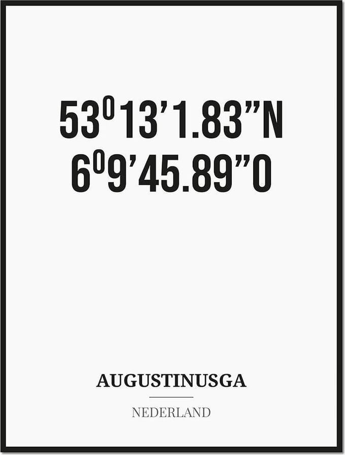 Poster/kaart AUGUSTINUSGA met coördinaten