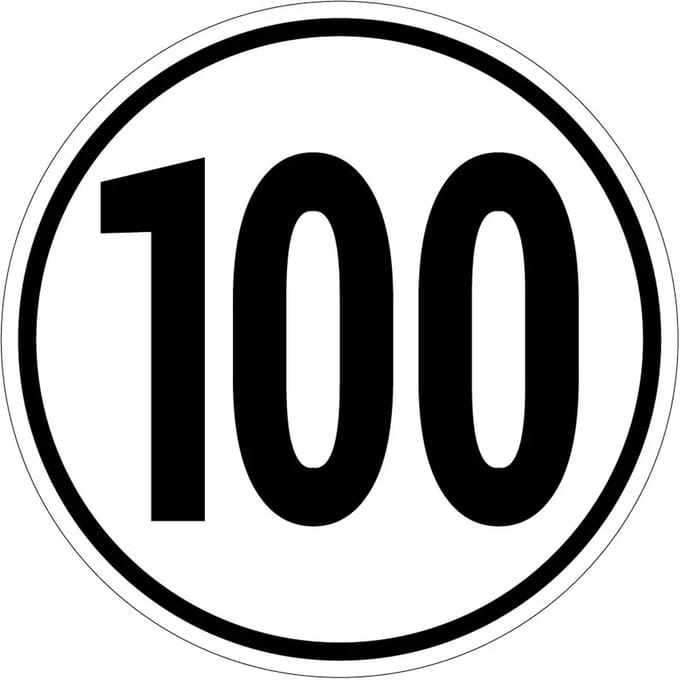 Tempo 100 bord | gecoat dibond materiaal | 10 cm