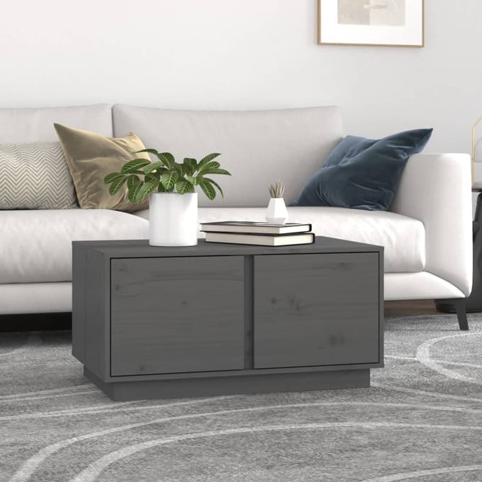vidaXL - Salontafel - 80x50x40 - cm - massief - grenenhout - grijs