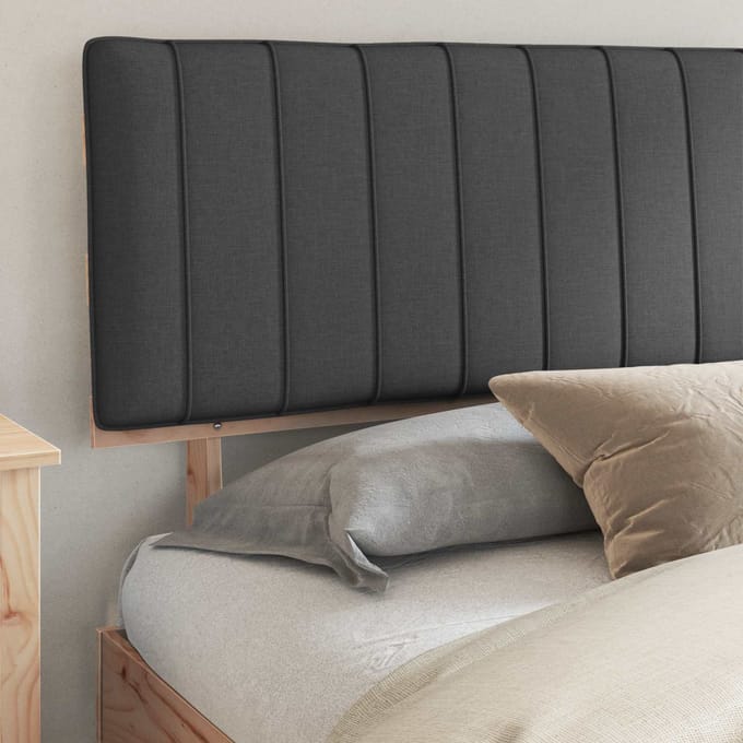 vidaXL - Bedframe - met - Gevoerde - Hoofdbord - Donkergrijs - 200 - x - 200 - cm