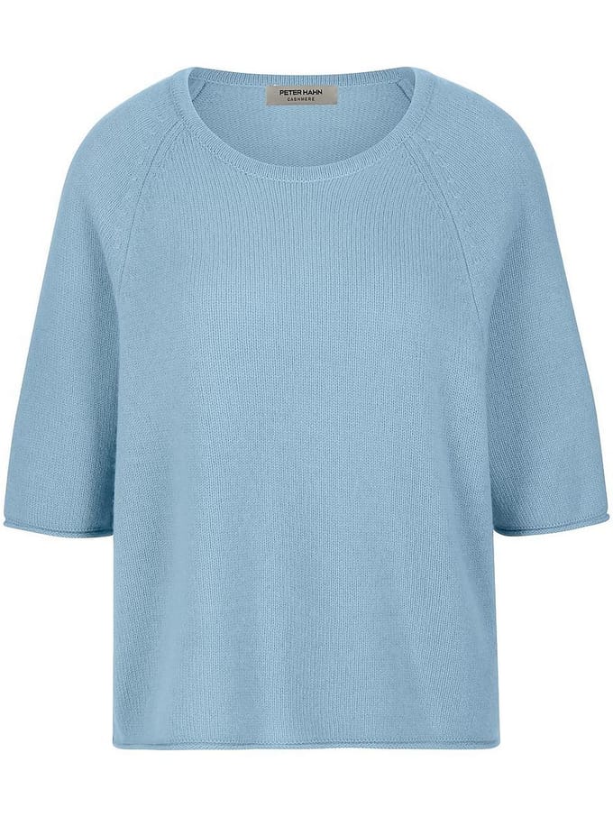 Trui ronde hals 100% kasjmier Van Peter Hahn blauw