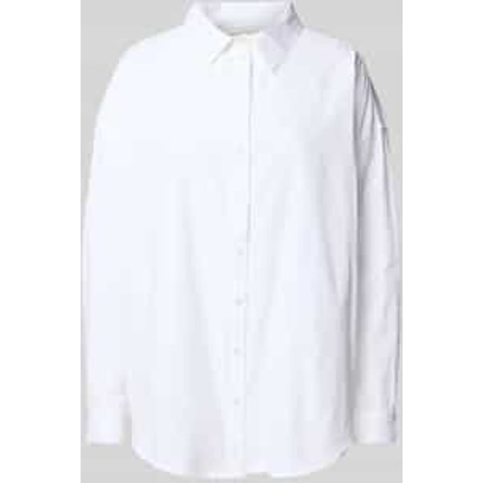 Boxy fit overhemdblouse met extra brede schouders, model 'Sunna'