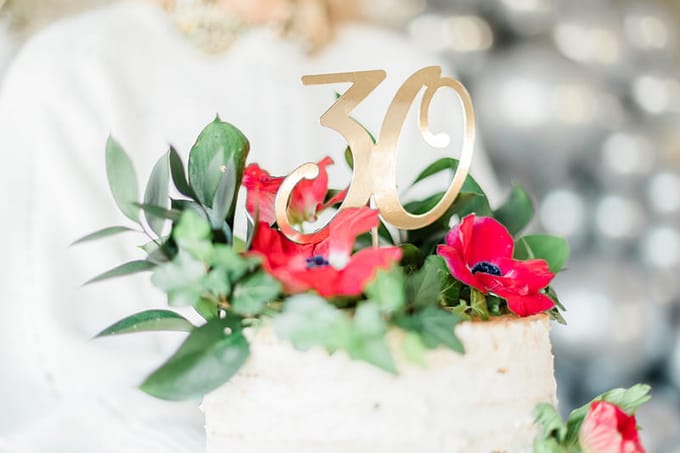 PartyDeco Caketopper 30 Goud