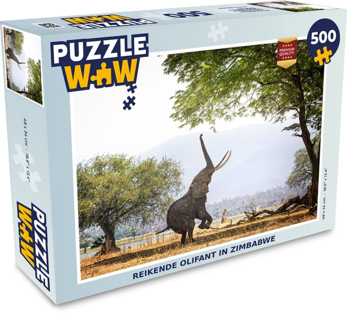 Puzzel Reikende olifant in Zimbabwe - Legpuzzel - Puzzel 500 stukjes