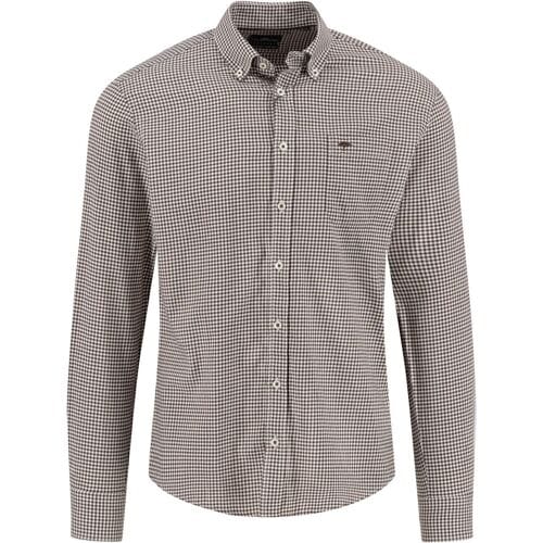 Fynch-Hatton Overhemd Flanel Vichy Check Dark Chocolate / male