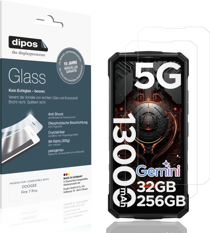 dipos – 2x Pantserfolie geschikt voor DOOGEE Fire 7 Pro | 9H Screenprotector