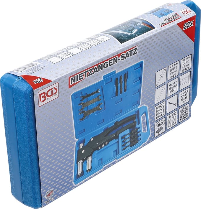 BGS Popnageltang-set voor standaard popnagels, popmoeren en klinkbouten