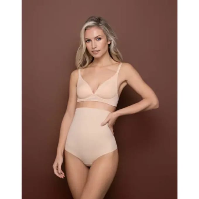 Bye Bra Corrigerende String, Hoge Taille String, Sterk corrigerende String, Shapewear Dames, Shapewear Buik, Beige, XL