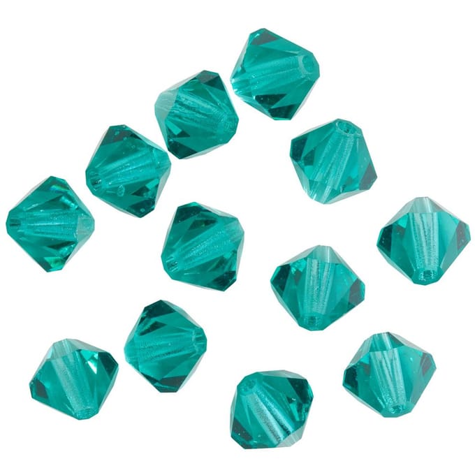 Glas geslepen glitterkralen, 6 mm - Blue Zircon