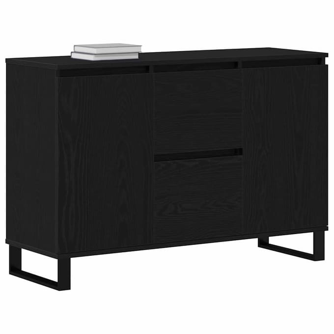 vidaXL - Dressoir - Zwart - Eiken - 101,5 - x - 35 - x - 70 - cm - Bewerkt - hout