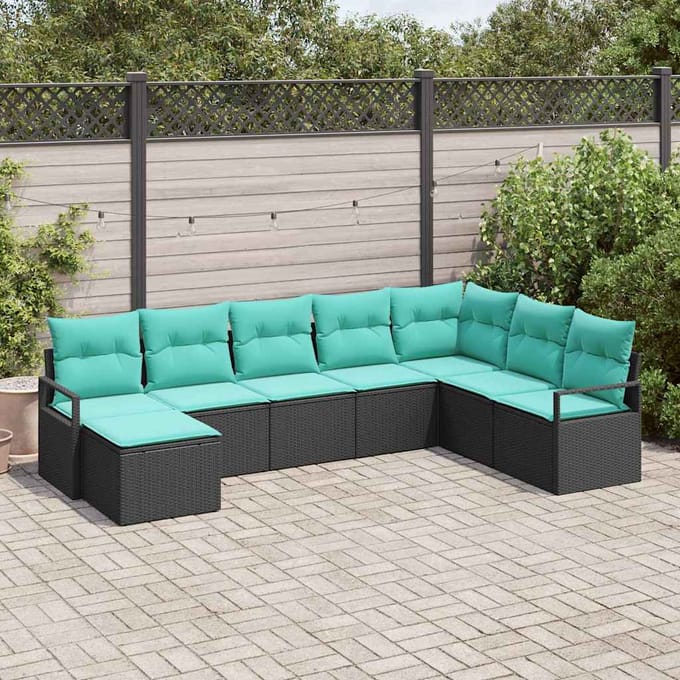 vidaXL Bankstel 8 st Zwart poly rattan